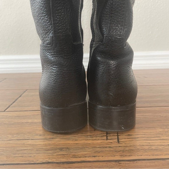 Black Leather Riding Boots with Gold Logo Tory Burch boots tall black boots - Picture 9 of 16